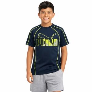 Kids Puma DARK Grey and Lime Graphic Tee